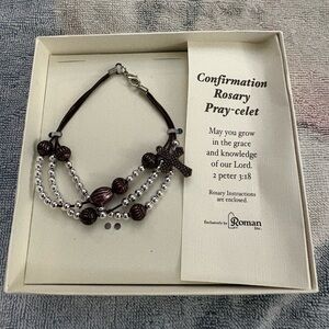 Confirmation Rosary Pray-celet Silver Bronze Black Bracelet